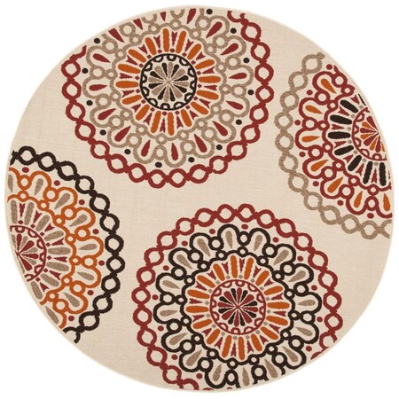 Safavieh 8 x 8 ft. Veranda Round Area Rug; Creme & Red VER092-0313-8R